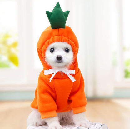 Fruit-Themed Winter Fleece Hoodie - Warm Pet Outfit for Small Dogs & Cats