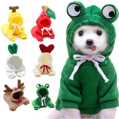 Fruit-Themed Winter Fleece Hoodie - Warm Pet Outfit for Small Dogs & Cats