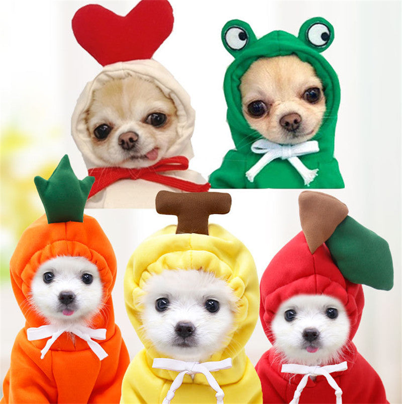 Fruit-Themed Winter Fleece Hoodie - Warm Pet Outfit for Small Dogs & Cats