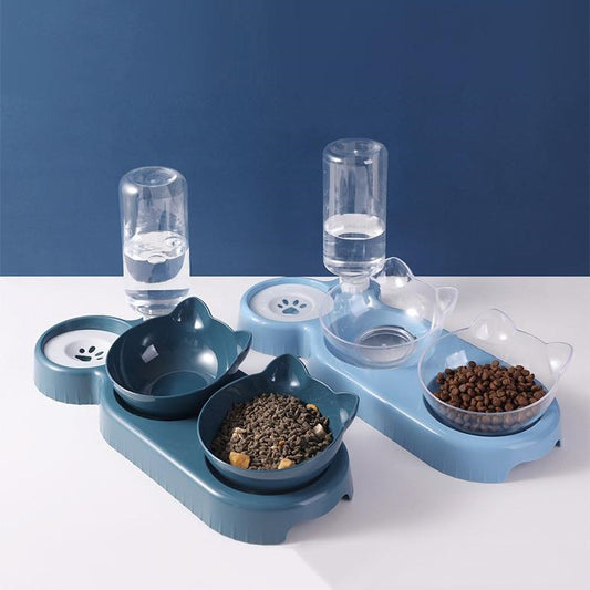 Cat Bowl Anti-tumble Automatic Feeding Water Fountain